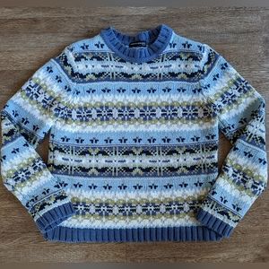 Valerie Stevens Casuals Cabincore casual Blue Fair Isle Knit sweater
